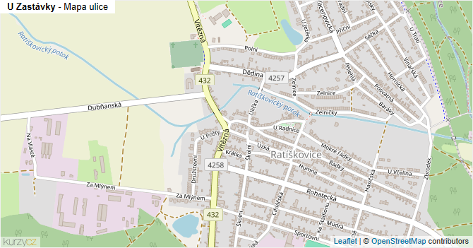 U Zastávky - mapa ulice