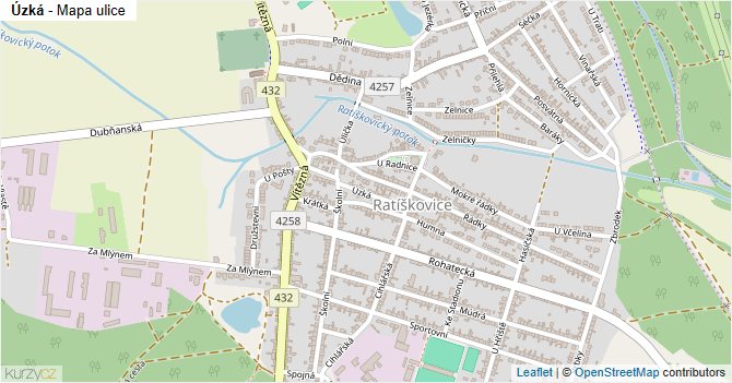 Úzká - mapa ulice