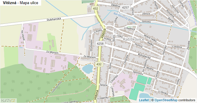 Vítězná - mapa ulice