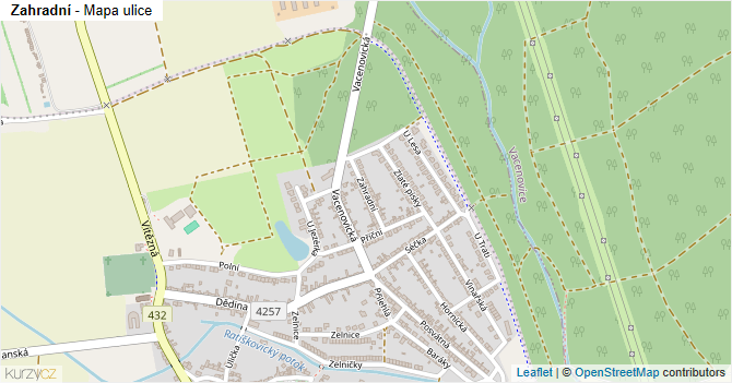 Zahradní - mapa ulice