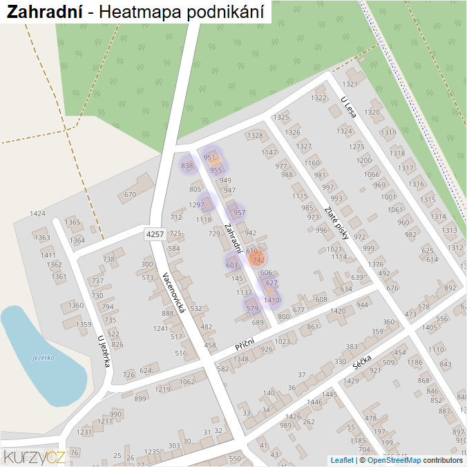 Mapa Zahradní - Firmy v ulici.