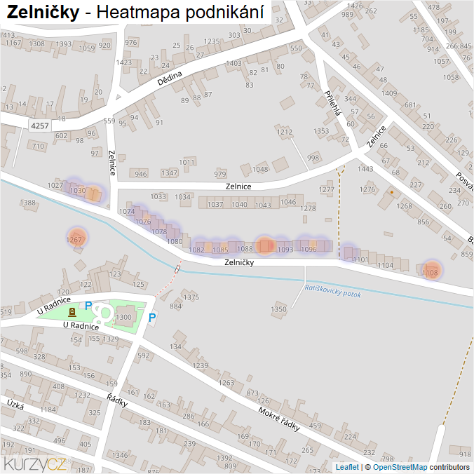Mapa Zelničky - Firmy v ulici.