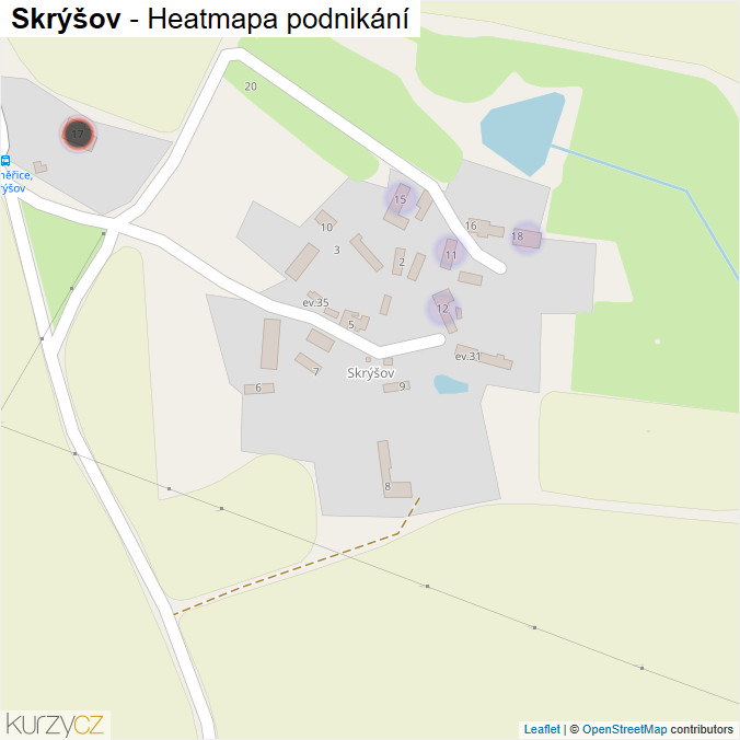 Mapa Skrýšov - Firmy v části obce.