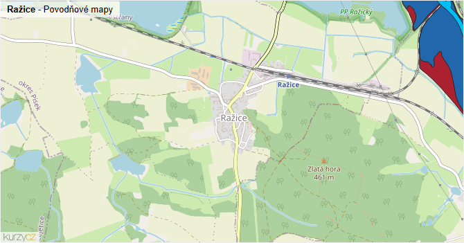 Ražice - záplavové mapy stoleté vody