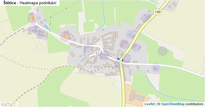 Štětice - mapa podnikání