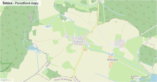 Štětice - záplavové mapy stoleté vody