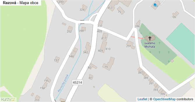 Razová - mapa obce