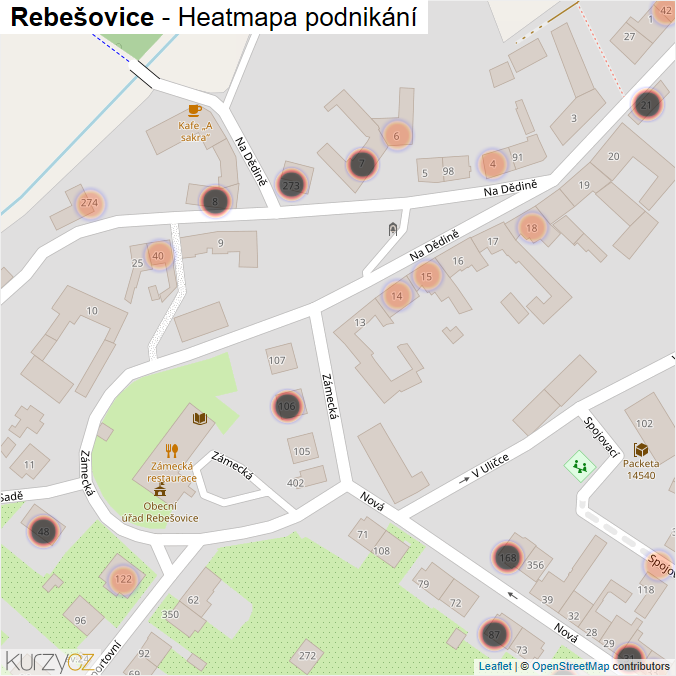 Mapa Rebešovice - Firmy v obci.