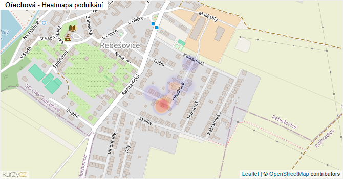 Ořechová - mapa podnikání