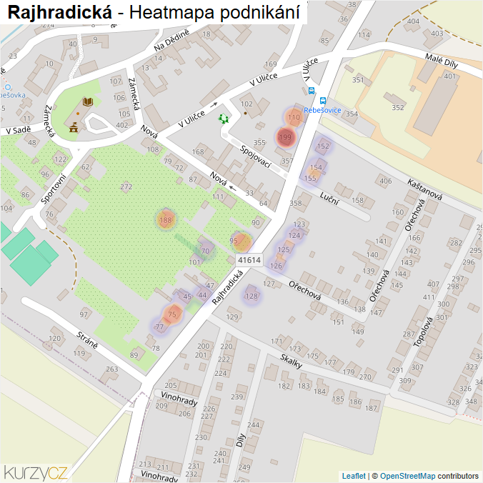 Mapa Rajhradická - Firmy v ulici.