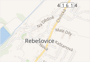 V Uličce v obci Rebešovice - mapa ulice
