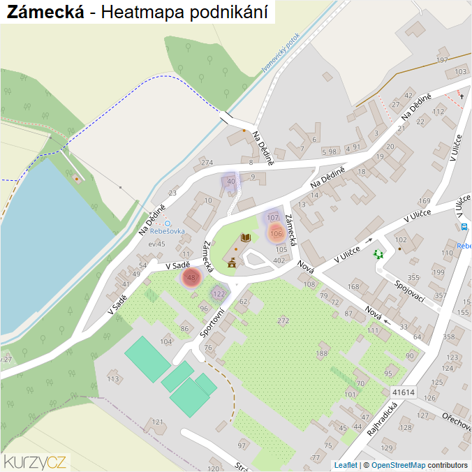 Mapa Zámecká - Firmy v ulici.
