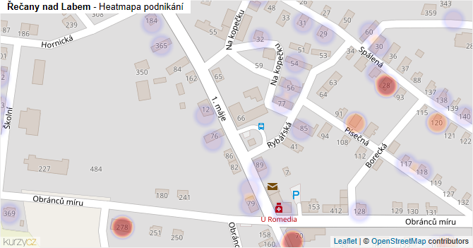 Řečany nad Labem - mapa podnikání