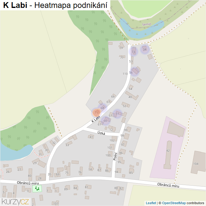Mapa K Labi - Firmy v ulici.