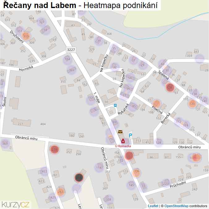 Mapa Řečany nad Labem - Firmy v části obce.
