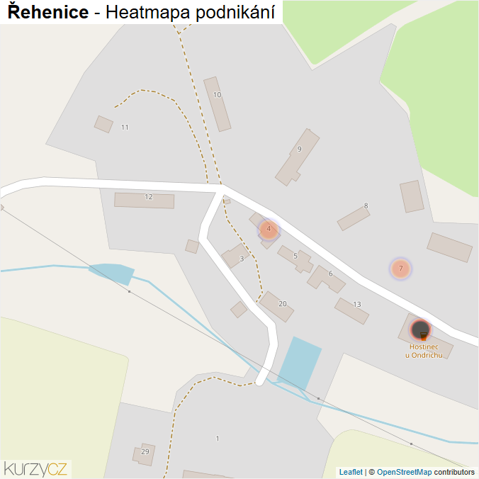 Mapa Řehenice - Firmy v obci.