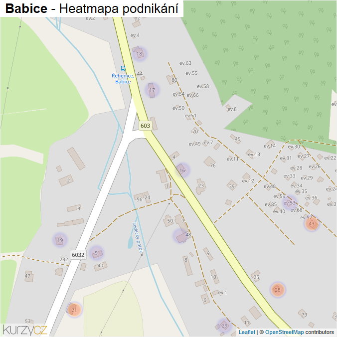 Mapa Babice - Firmy v části obce.