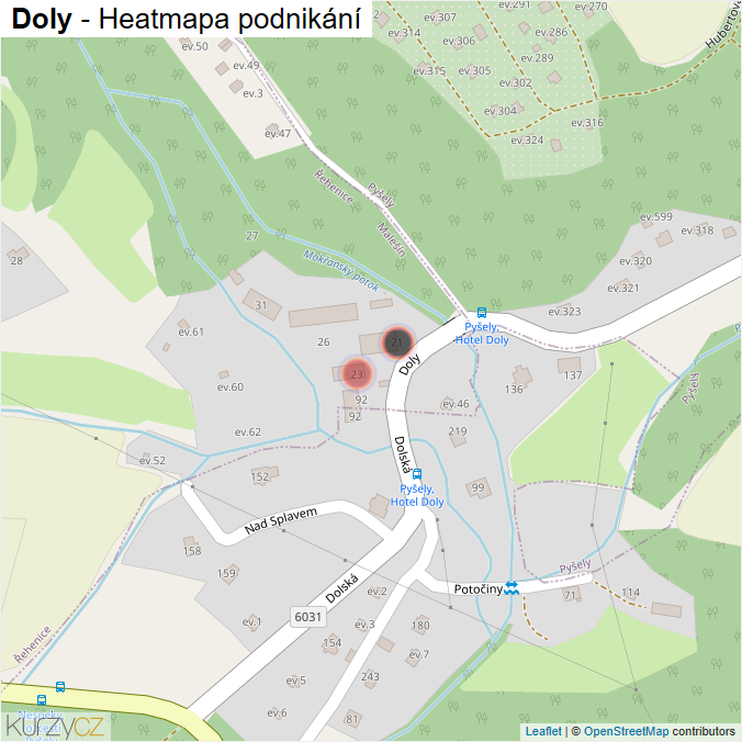 Mapa Doly - Firmy v ulici.