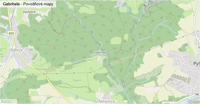 Gabrhele - záplavové mapy stoleté vody