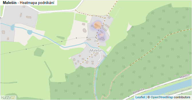 Malešín - mapa podnikání