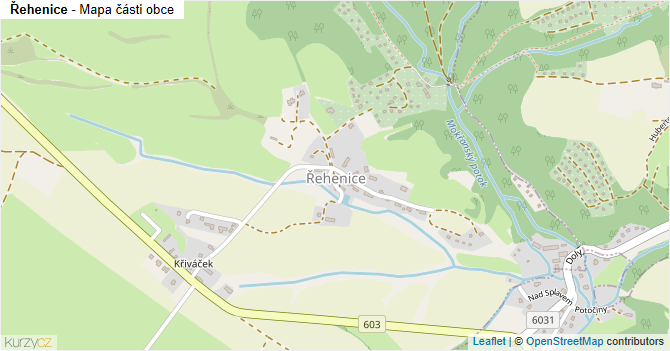 Řehenice - mapa části obce