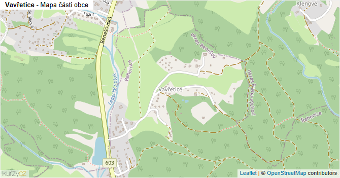 Vavřetice - mapa části obce