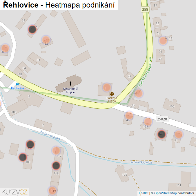Mapa Řehlovice - Firmy v obci.