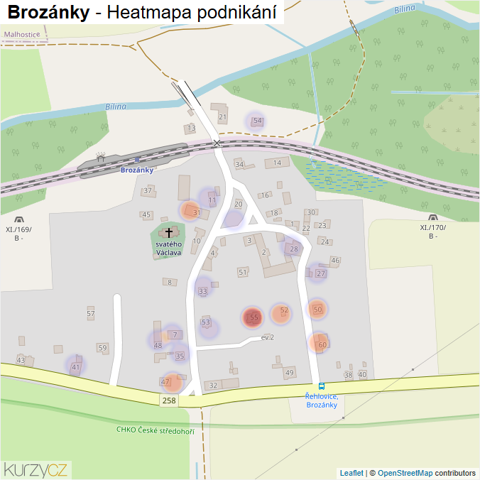 Mapa Brozánky - Firmy v části obce.