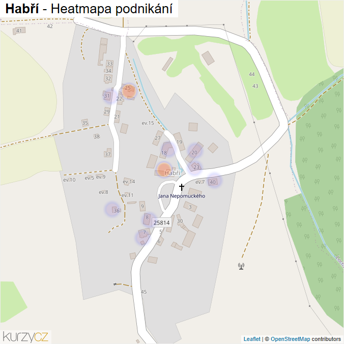 Mapa Habří - Firmy v části obce.