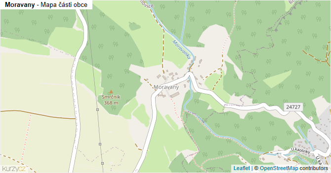 Moravany - mapa části obce