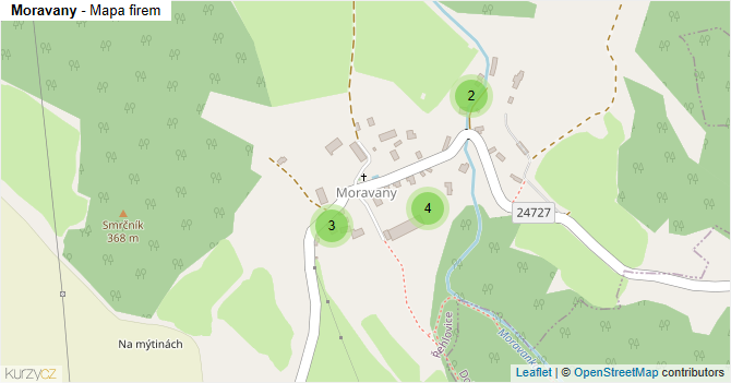 Moravany - mapa firem