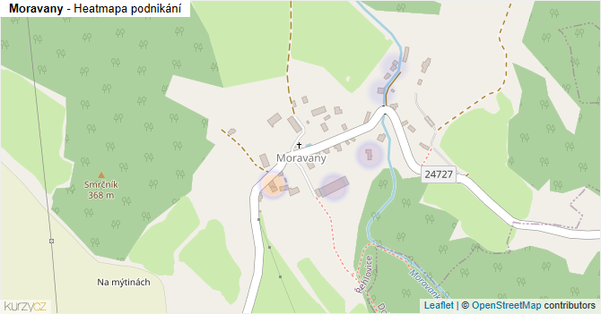 Moravany - mapa podnikání