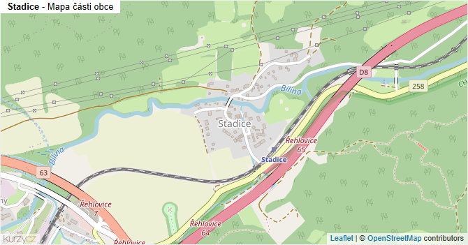 Stadice - mapa části obce