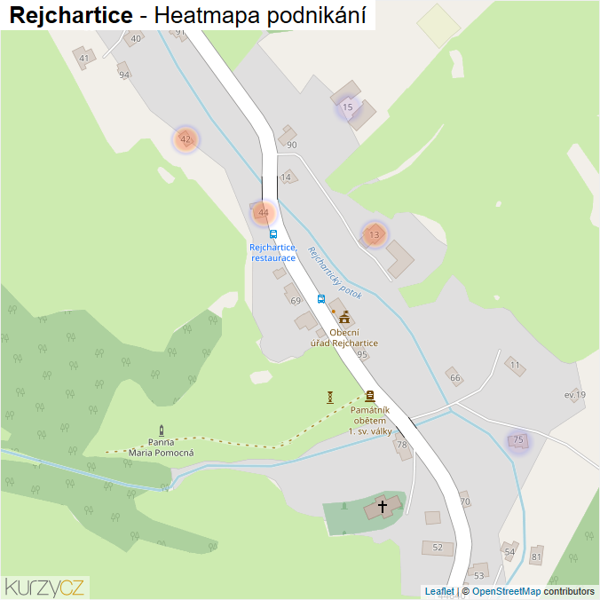 Mapa Rejchartice - Firmy v části obce.