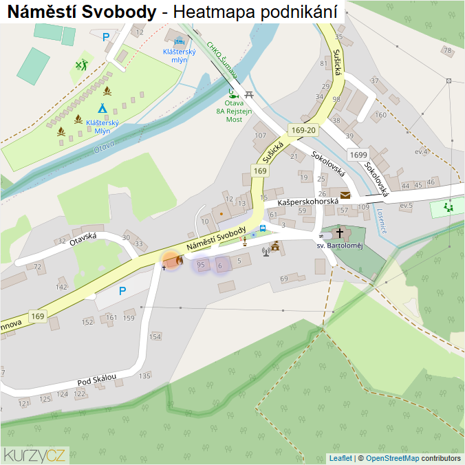Mapa Náměstí Svobody - Firmy v ulici.