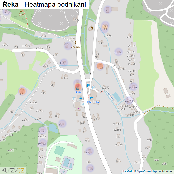 Mapa Řeka - Firmy v části obce.
