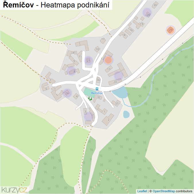 Mapa Řemíčov - Firmy v části obce.
