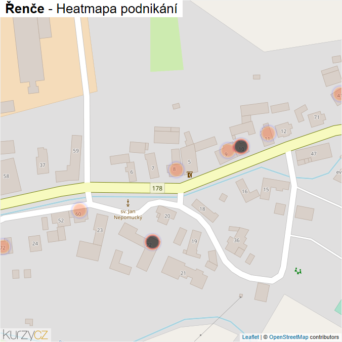 Mapa Řenče - Firmy v obci.