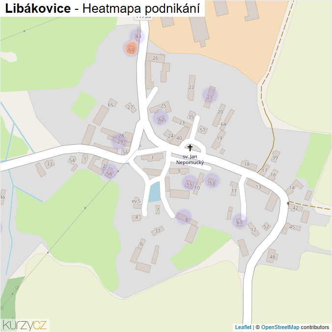 Mapa Libákovice - Firmy v části obce.
