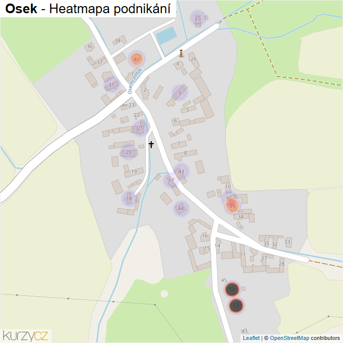 Mapa Osek - Firmy v části obce.