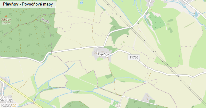 Plevňov - záplavové mapy stoleté vody