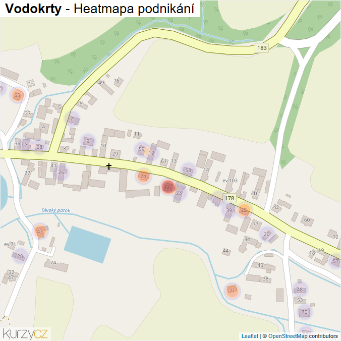Mapa Vodokrty - Firmy v části obce.