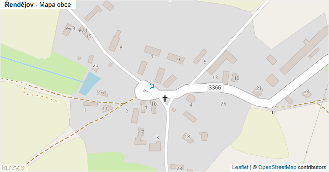 Řendějov - mapa obce