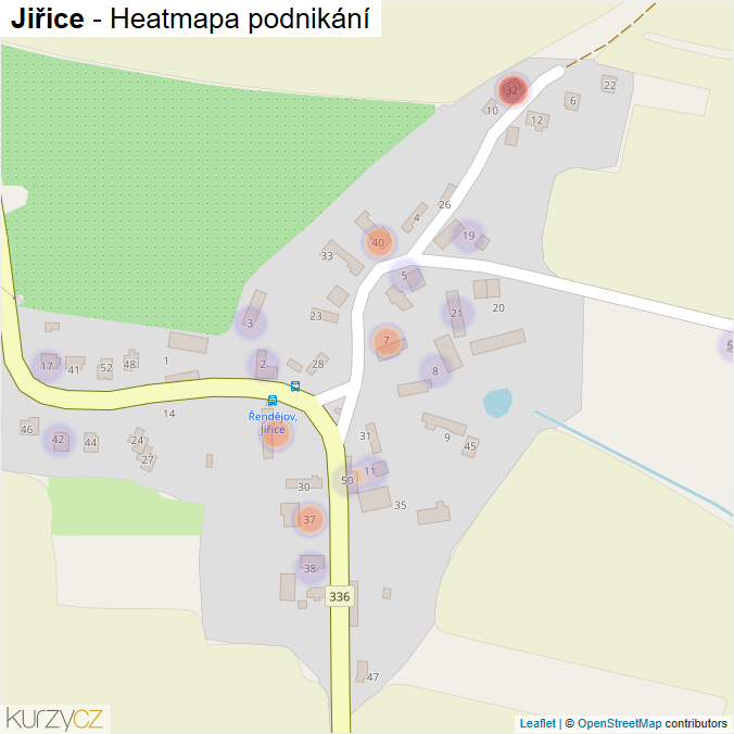 Mapa Jiřice - Firmy v části obce.