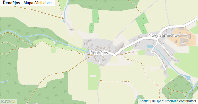 Řendějov - mapa části obce