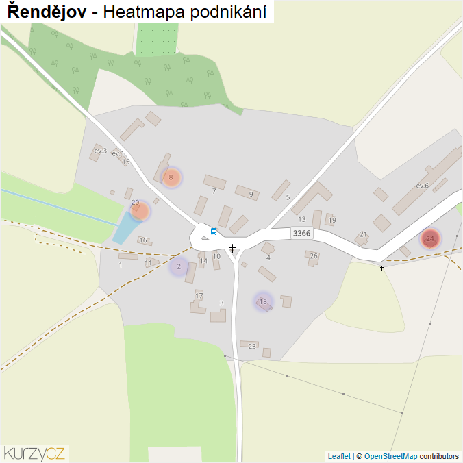 Mapa Řendějov - Firmy v části obce.
