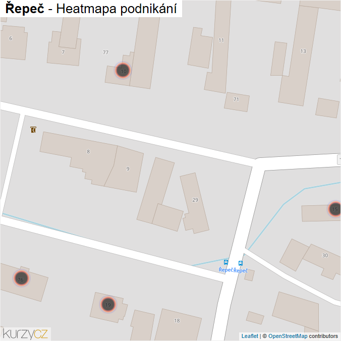 Mapa Řepeč - Firmy v obci.
