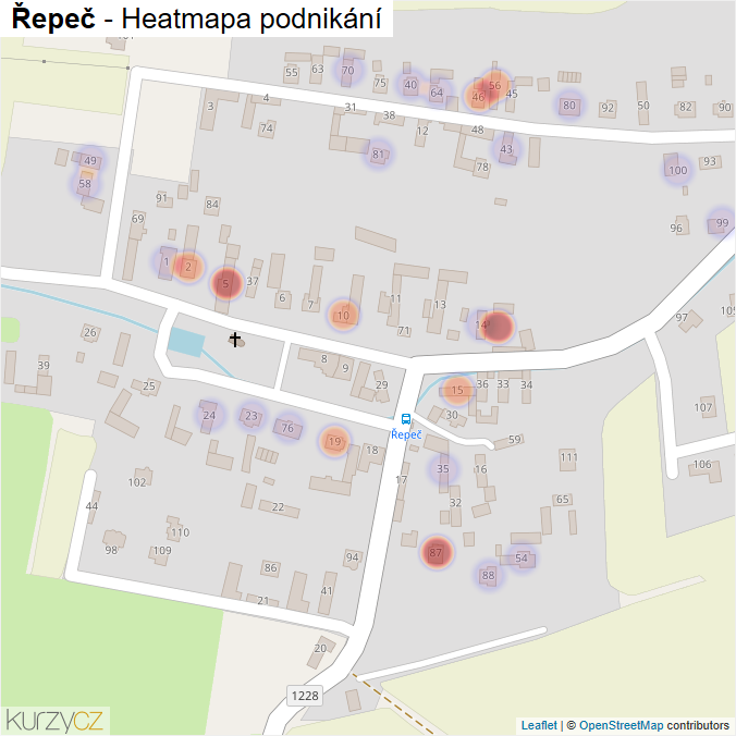 Mapa Řepeč - Firmy v části obce.