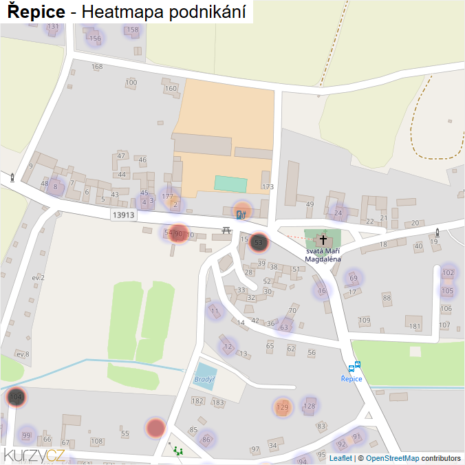 Mapa Řepice - Firmy v části obce.
