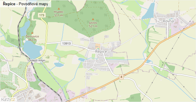 Řepice - záplavové mapy stoleté vody